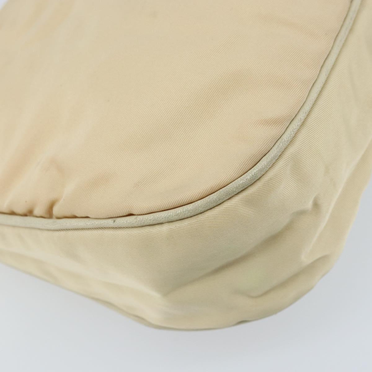 PRADA Shoulder Bag Nylon Beige Gold Auth LNZ823