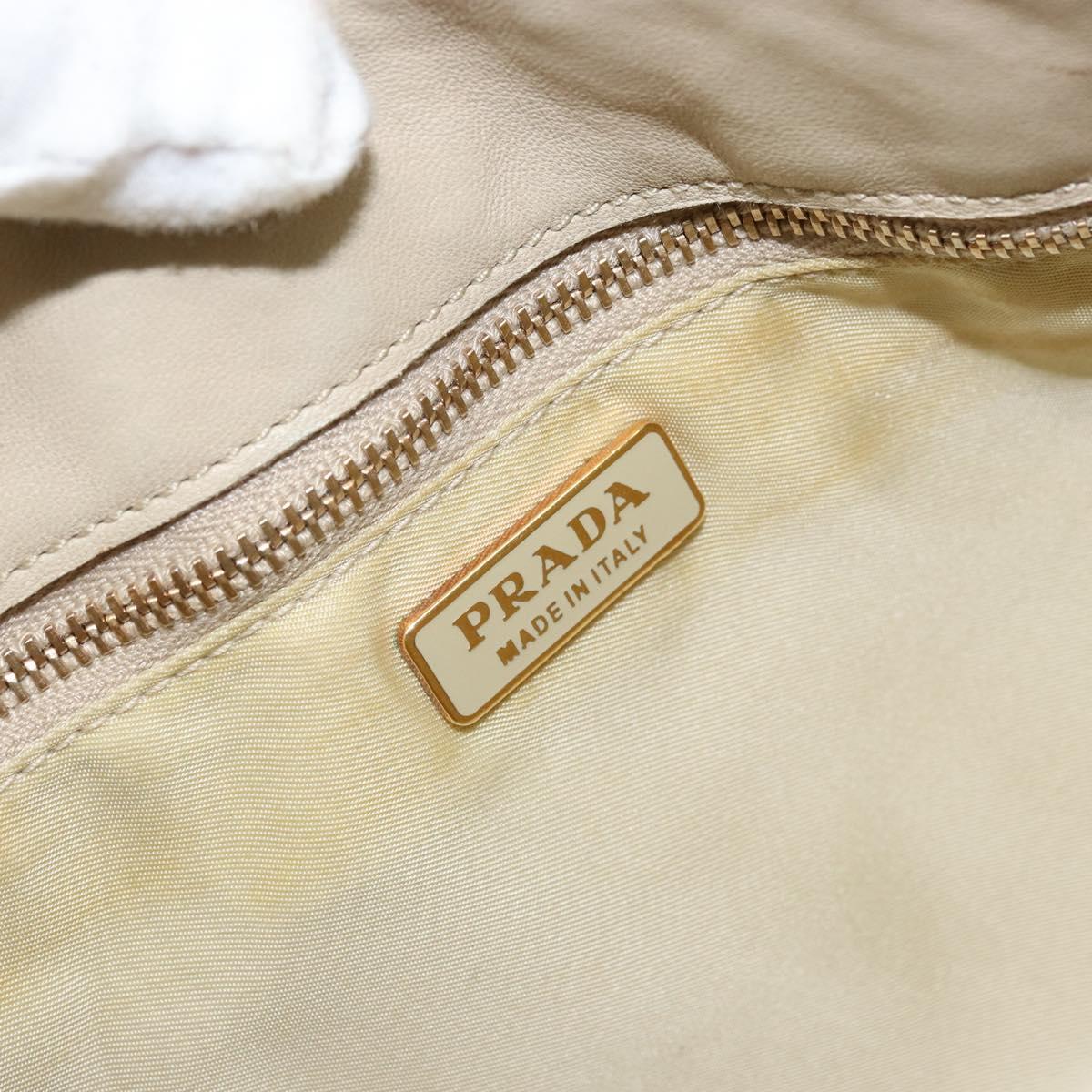 PRADA Shoulder Bag Nylon Beige Gold Auth LNZ823