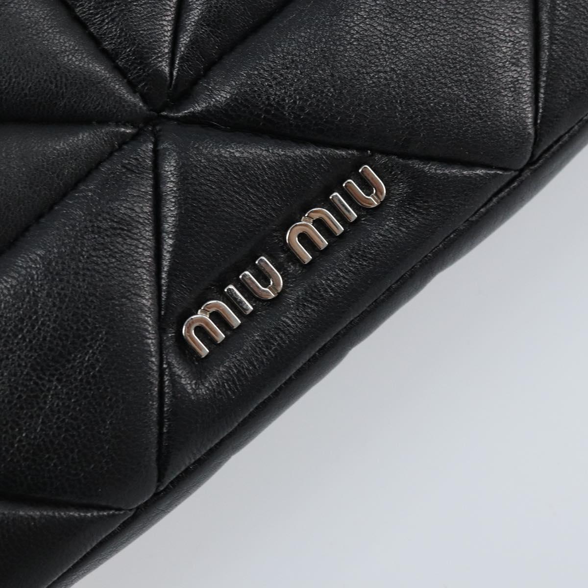 Miu Miu Shoulder Bag Leather Black Silver Auth LNZ824A