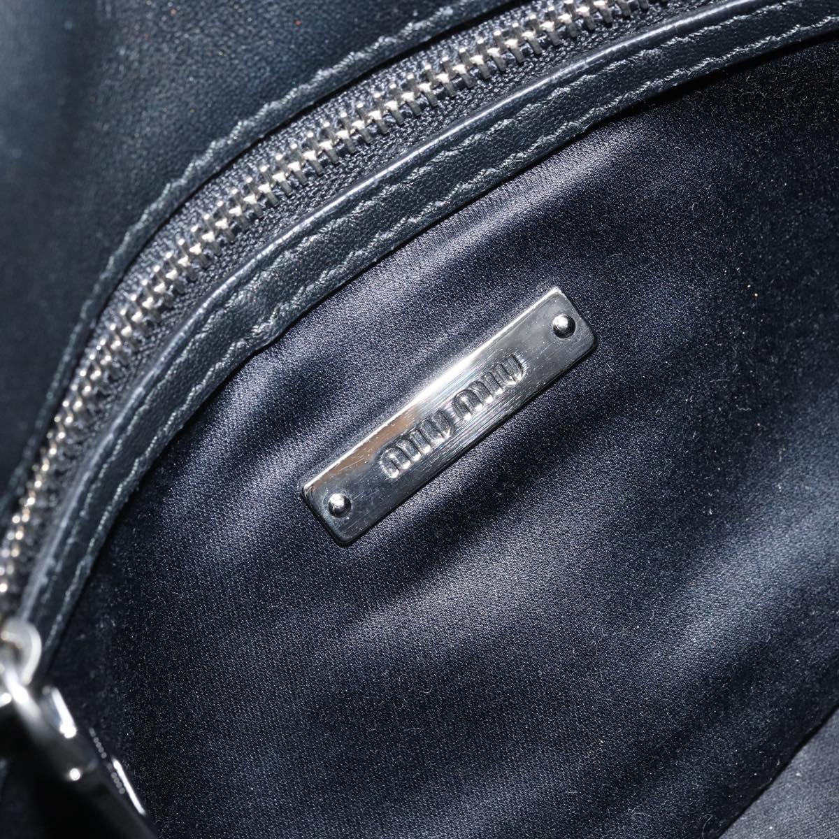 Miu Miu Shoulder Bag Leather Black Silver Auth LNZ824A