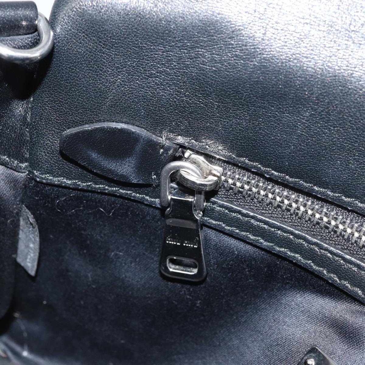 Miu Miu Shoulder Bag Leather Black Silver Auth LNZ824A