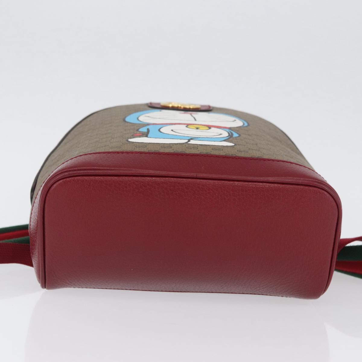 GUCCI Micro GG Supreme Doraemon Backpack PVC Beige Gold 647816 Auth LNZ825SAM