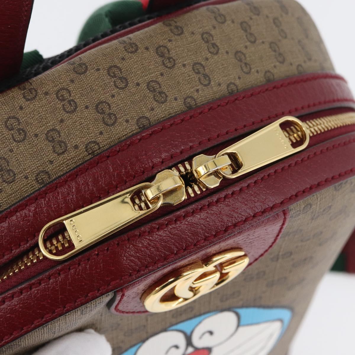 GUCCI Micro GG Supreme Doraemon Backpack PVC Beige Gold 647816 Auth LNZ825SAM