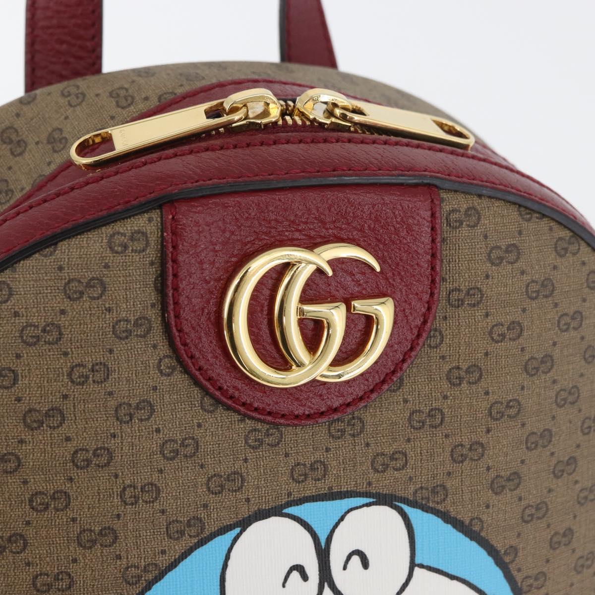 GUCCI Micro GG Supreme Doraemon Backpack PVC Beige Gold 647816 Auth LNZ825SAM
