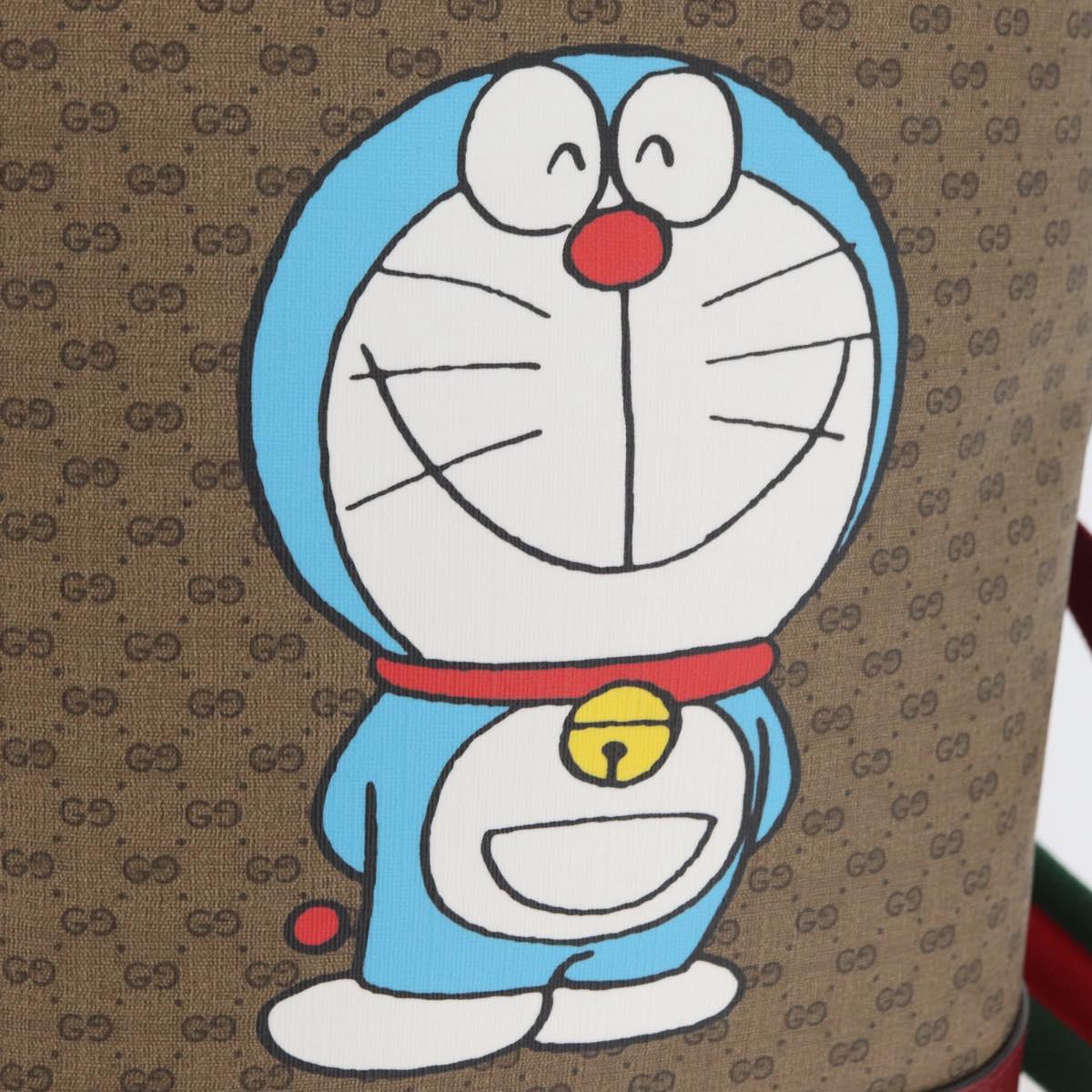GUCCI Micro GG Supreme Doraemon Backpack PVC Beige Gold 647816 Auth LNZ825SAM
