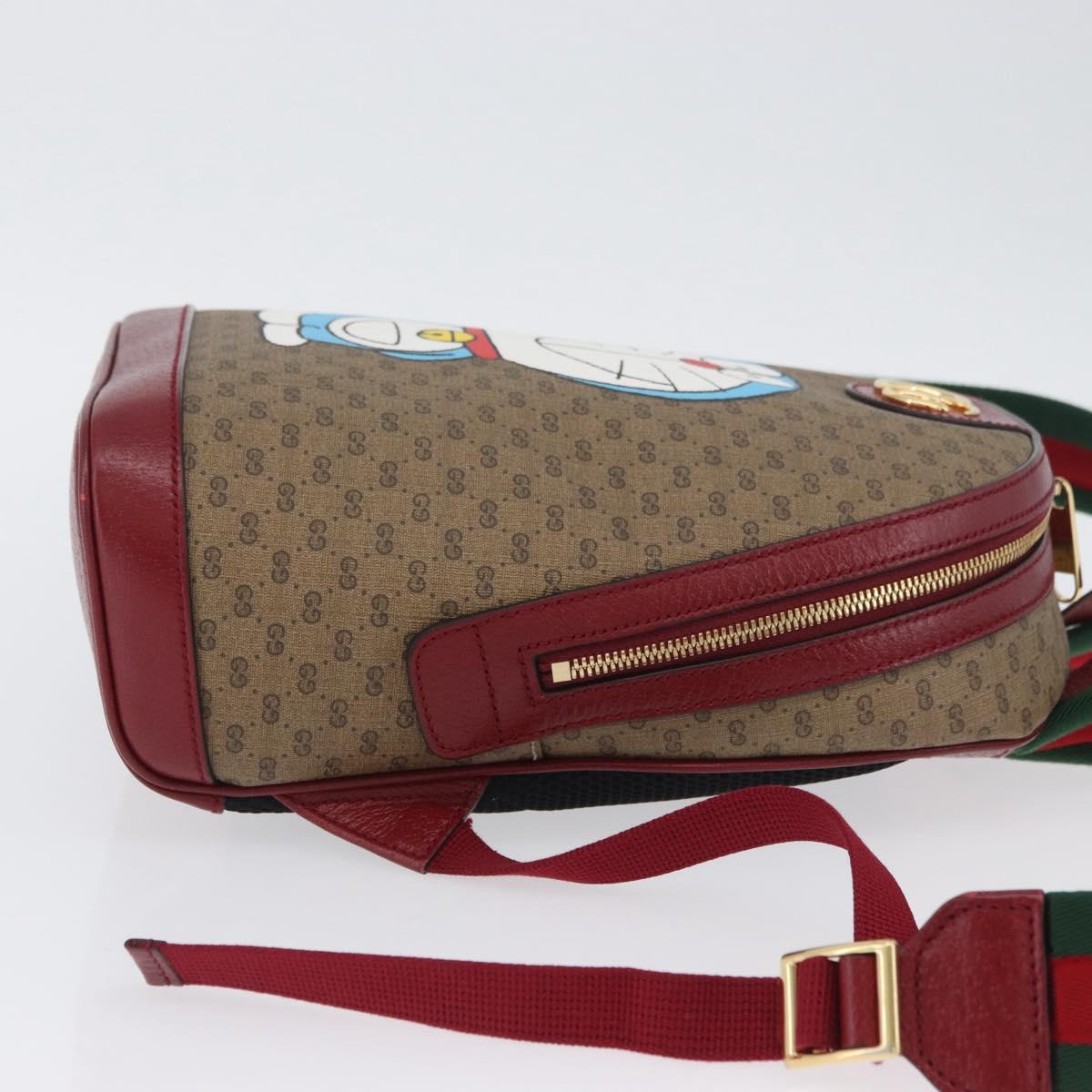 GUCCI Micro GG Supreme Doraemon Backpack PVC Beige Gold 647816 Auth LNZ825SAM
