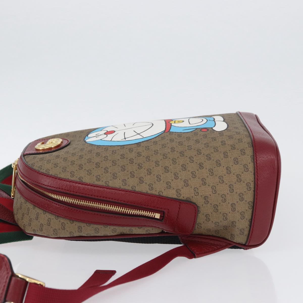 GUCCI Micro GG Supreme Doraemon Backpack PVC Beige Gold 647816 Auth LNZ825SAM