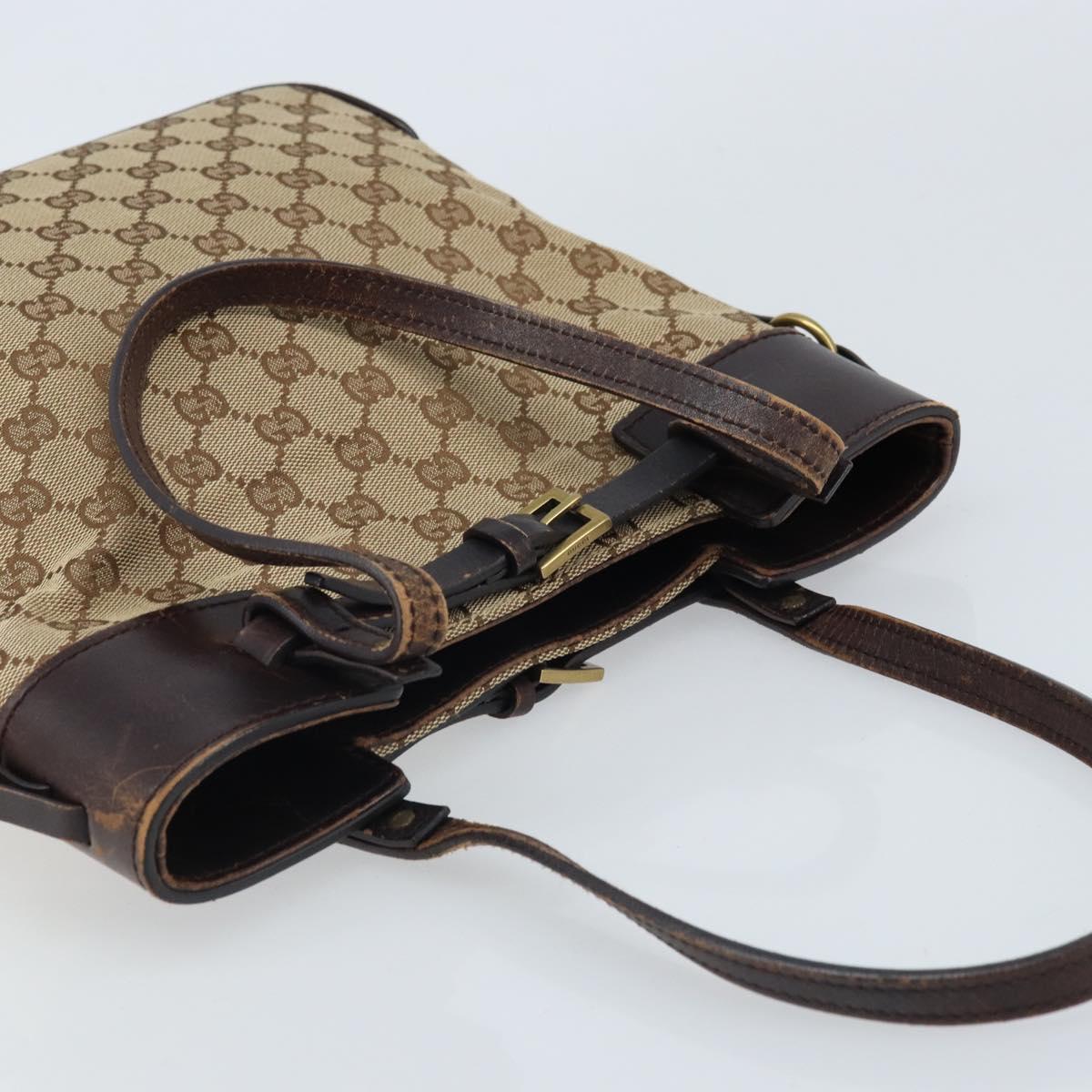 GUCCI GG Canvas Hand Bag Beige Gold 107757 Auth LNZ827