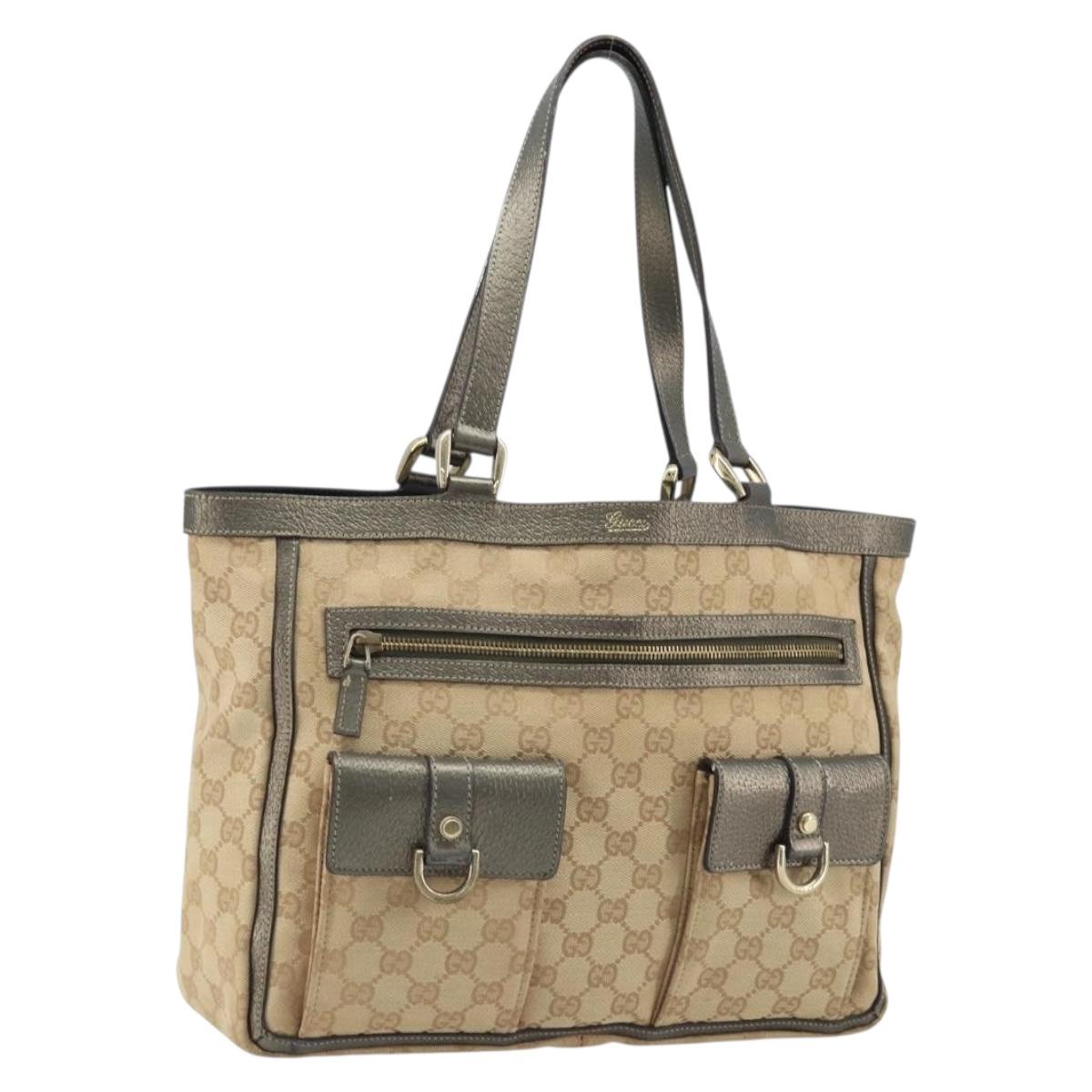 GUCCI GG Canvas Tote Bag Black Gold 146247 Auth LNZ828A