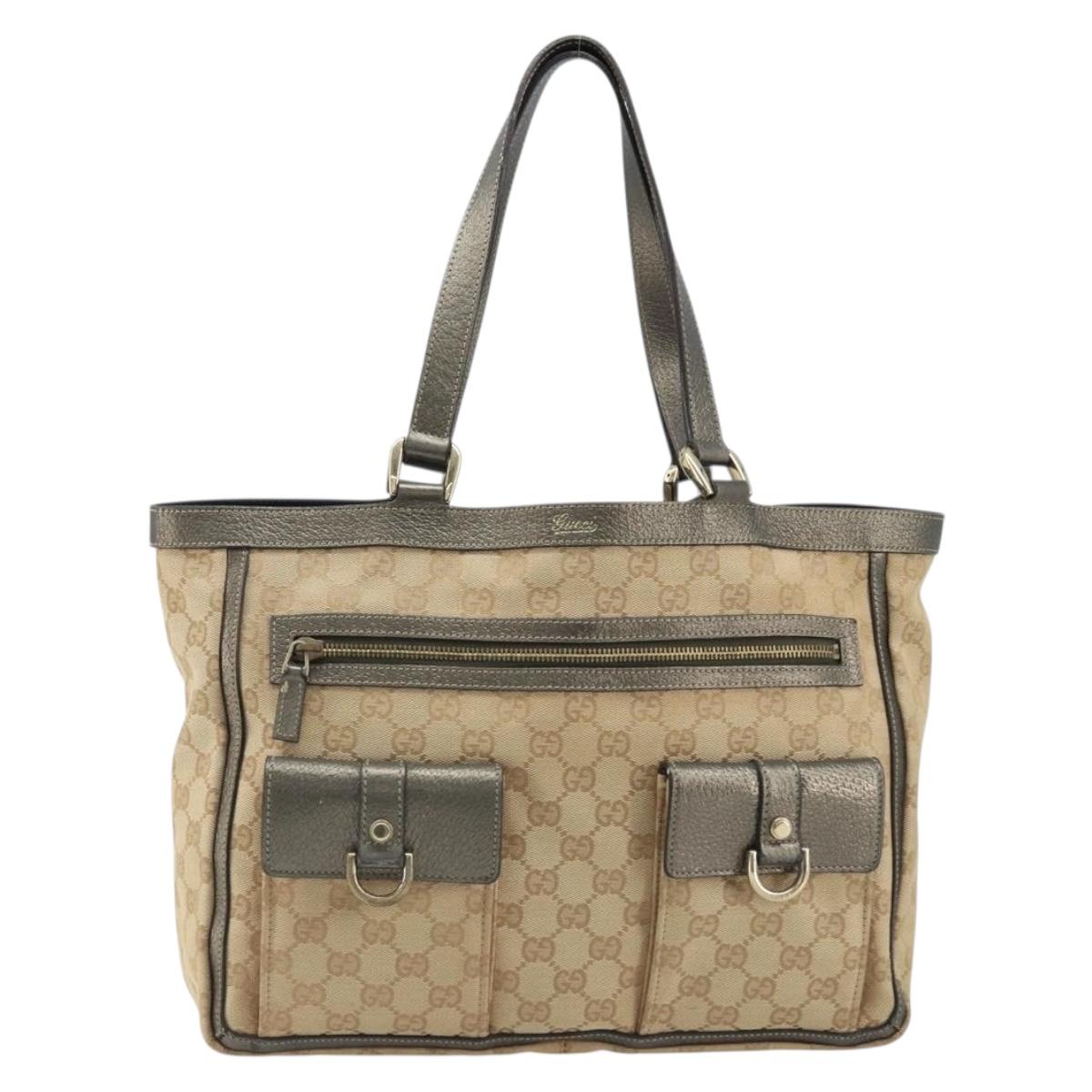 GUCCI GG Canvas Tote Bag Black Gold 146247 Auth LNZ828A