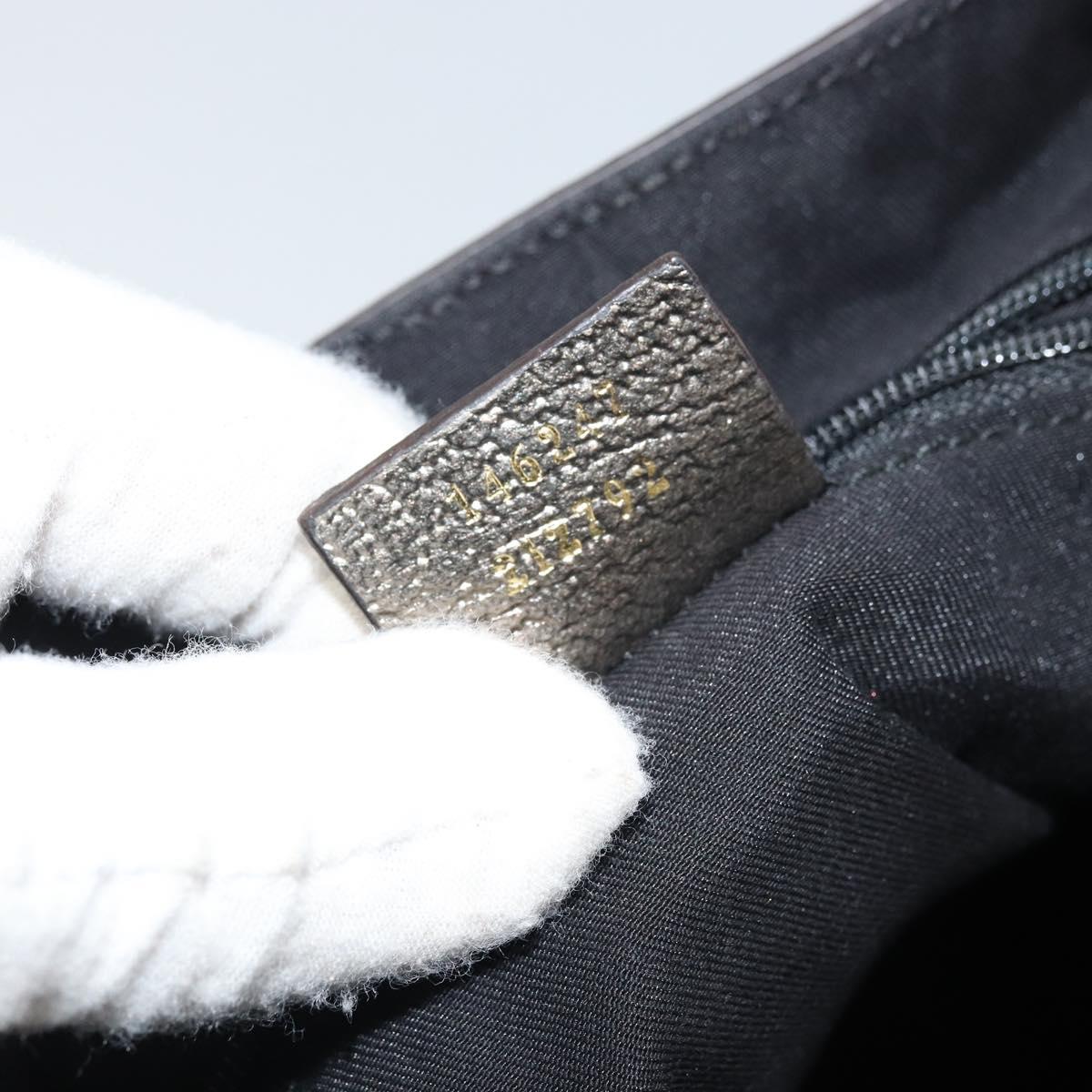 GUCCI GG Canvas Tote Bag Black Gold 146247 Auth LNZ828A