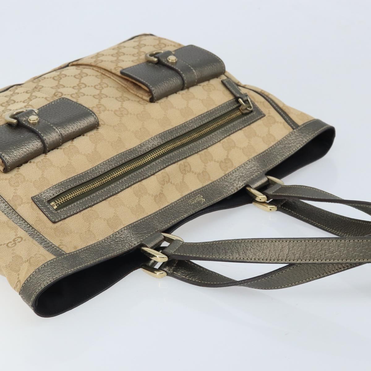 GUCCI GG Canvas Tote Bag Black Gold 146247 Auth LNZ828A