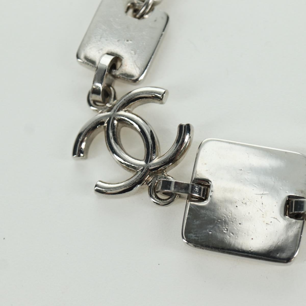 CHANEL COCO Mark Bracelet metal Silver CC Auth LNZ837V