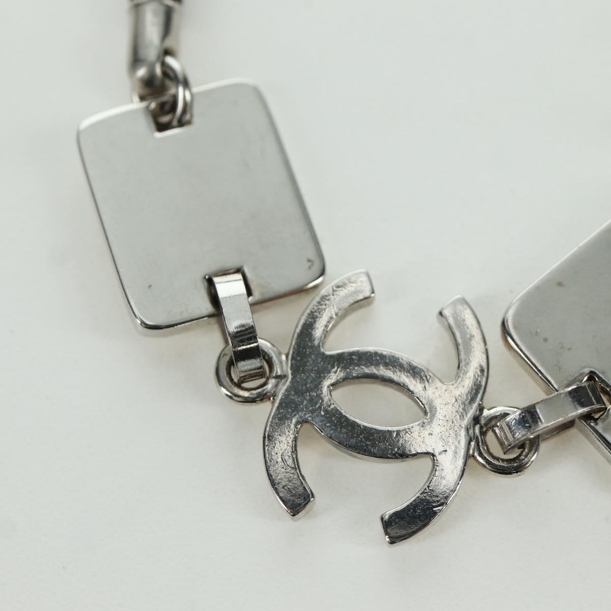 CHANEL COCO Mark Bracelet metal Silver CC Auth LNZ837V