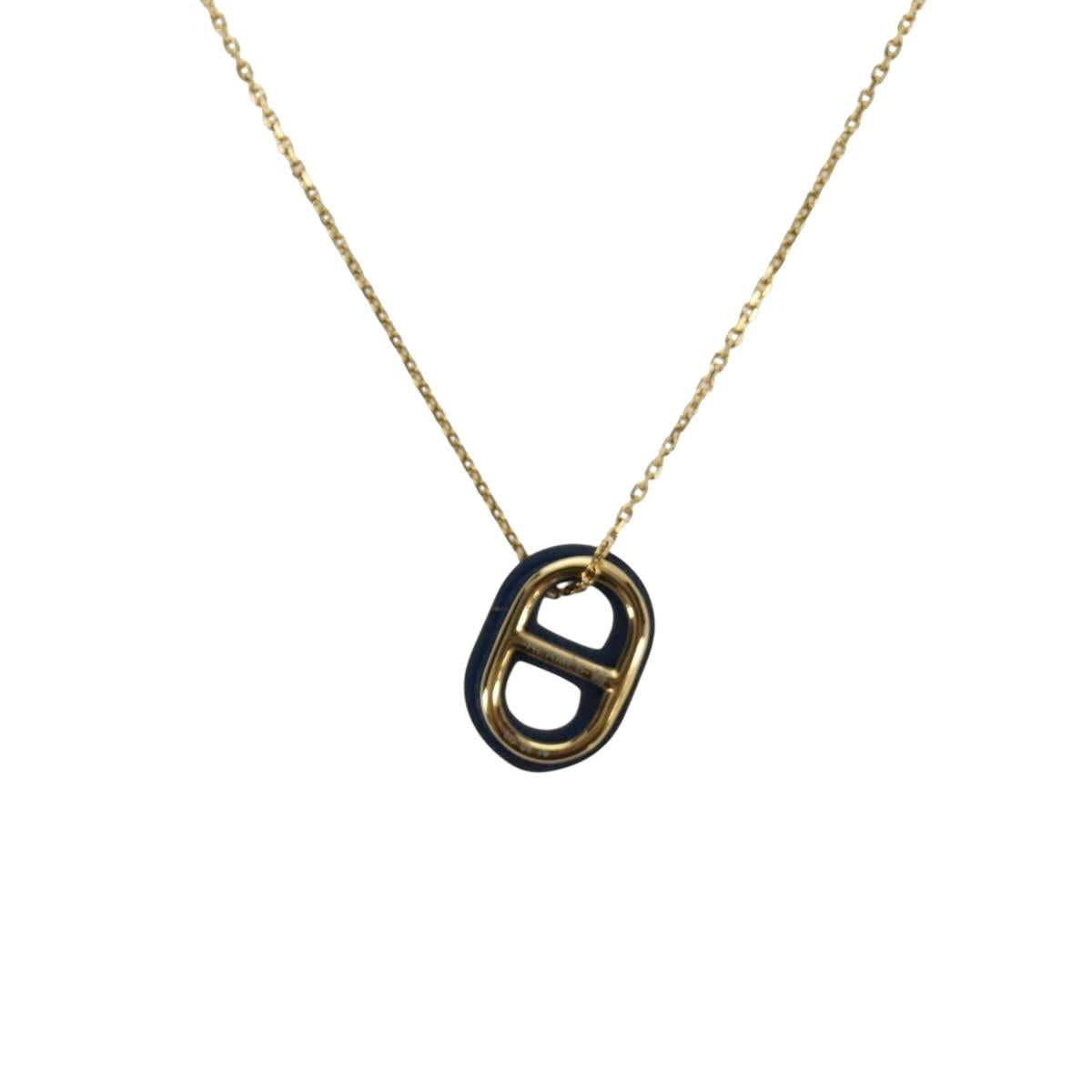 HERMES Au Maiyon Chaine d'Ancre Necklace metal Gold Auth LNZ841M