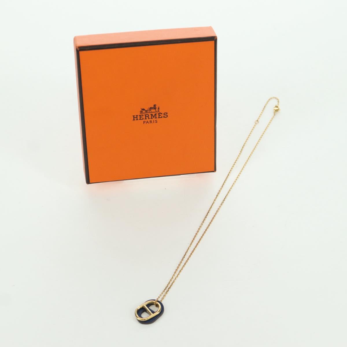 HERMES Au Maiyon Chaine d'Ancre Necklace metal Gold Auth LNZ841M