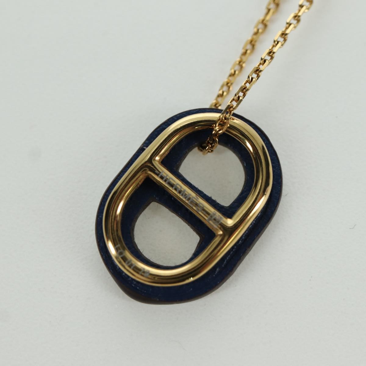 HERMES Au Maiyon Chaine d'Ancre Necklace metal Gold Auth LNZ841M