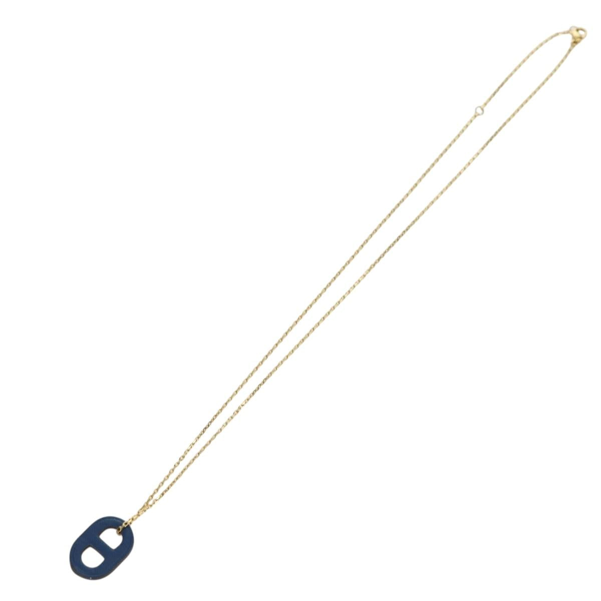 HERMES Au Maiyon Chaine d'Ancre Necklace metal Gold Auth LNZ841M