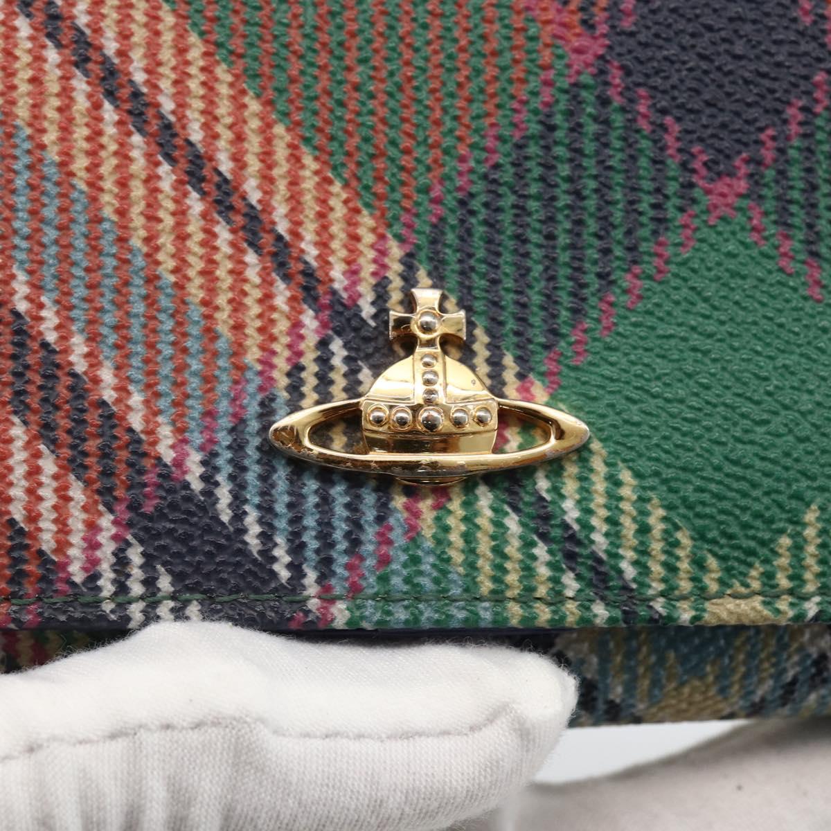 Vivienne Westwood Long Wallet PVC Multicolor Gold Auth LNZ856