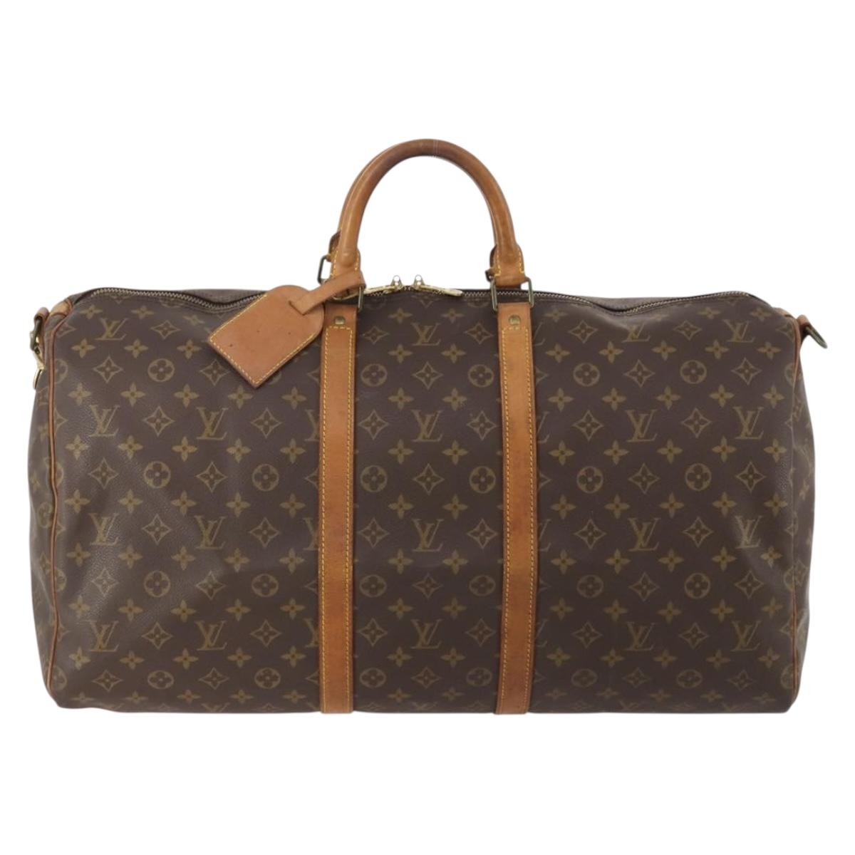 LOUIS VUITTON Monogram Keepall Bandouliere 55 Boston Bag M41414 LV Auth LNZ866