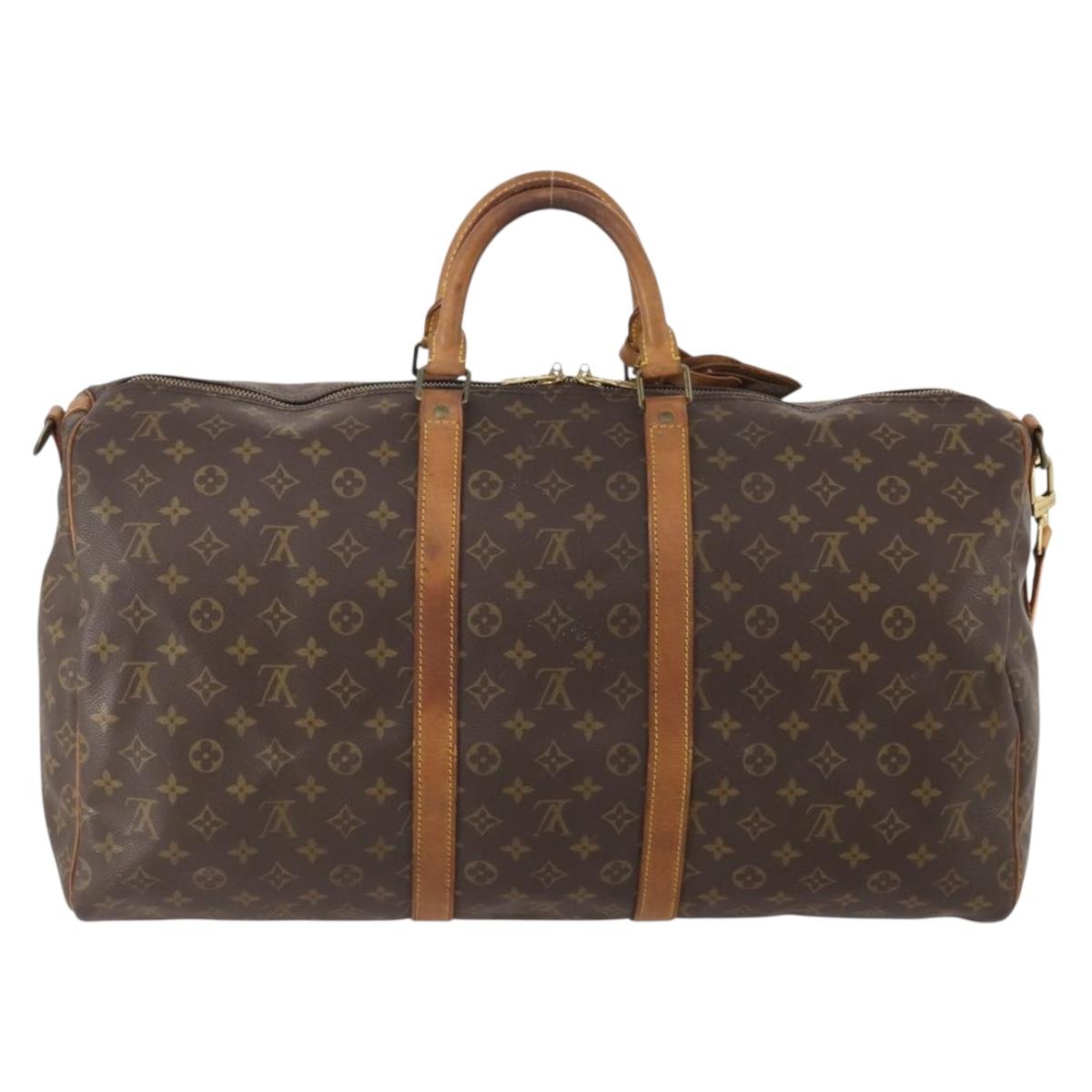 LOUIS VUITTON Monogram Keepall Bandouliere 55 Boston Bag M41414 LV Auth LNZ866