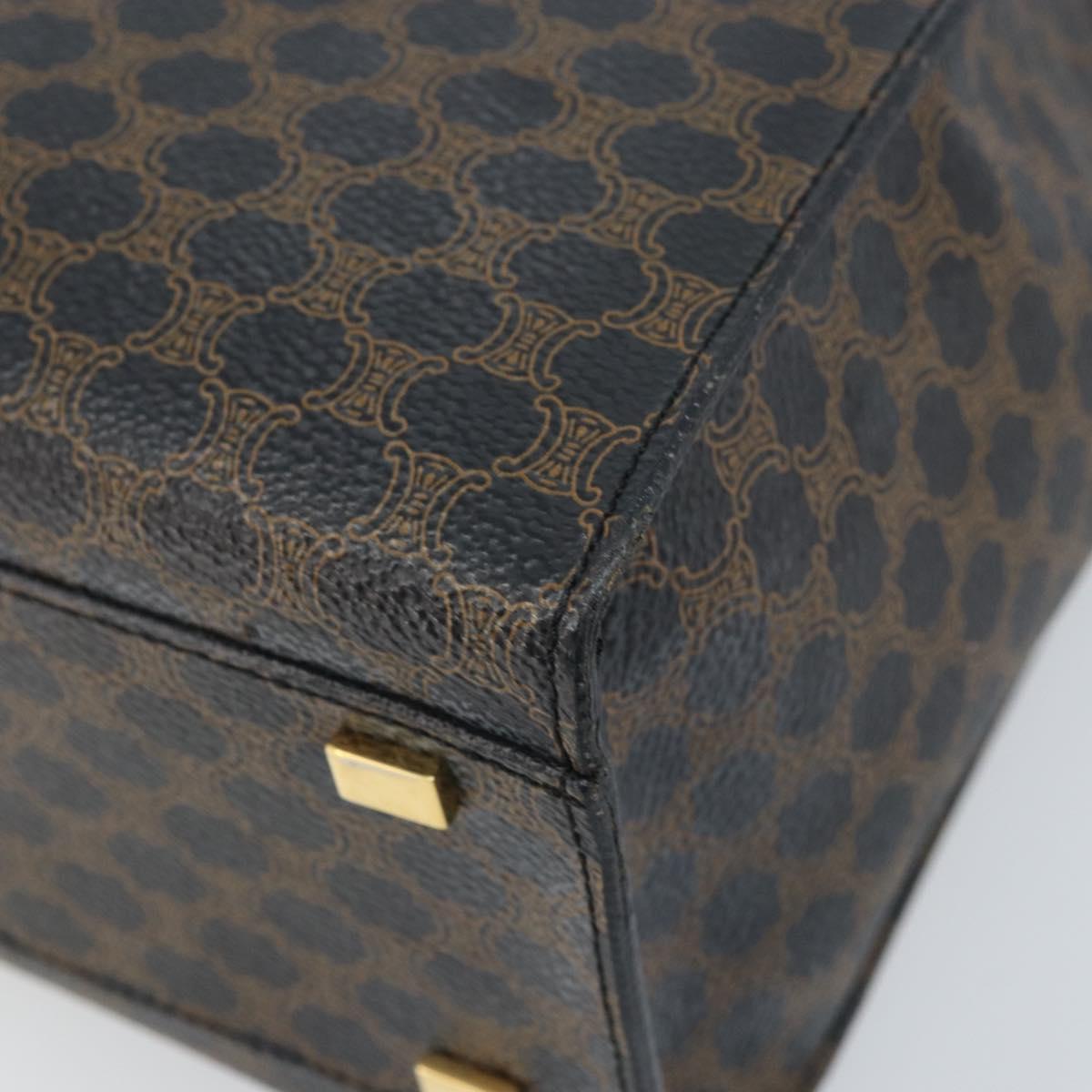 CELINE Macadam Canvas Hand Bag PVC Leather Black Gold Auth LNZ872A
