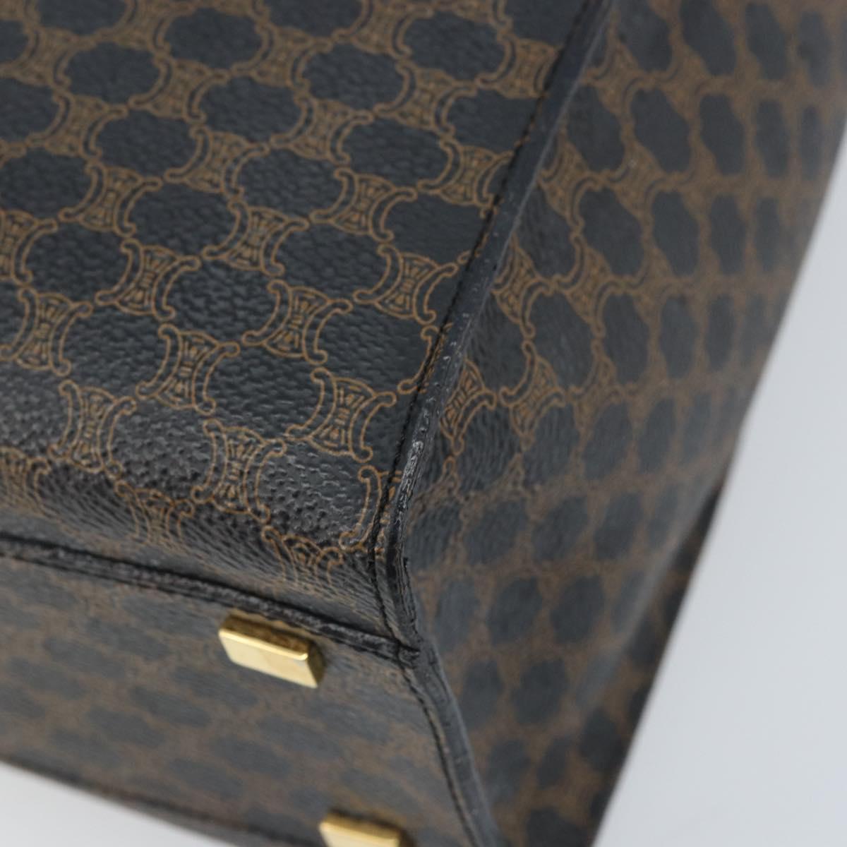 CELINE Macadam Canvas Hand Bag PVC Leather Black Gold Auth LNZ872A