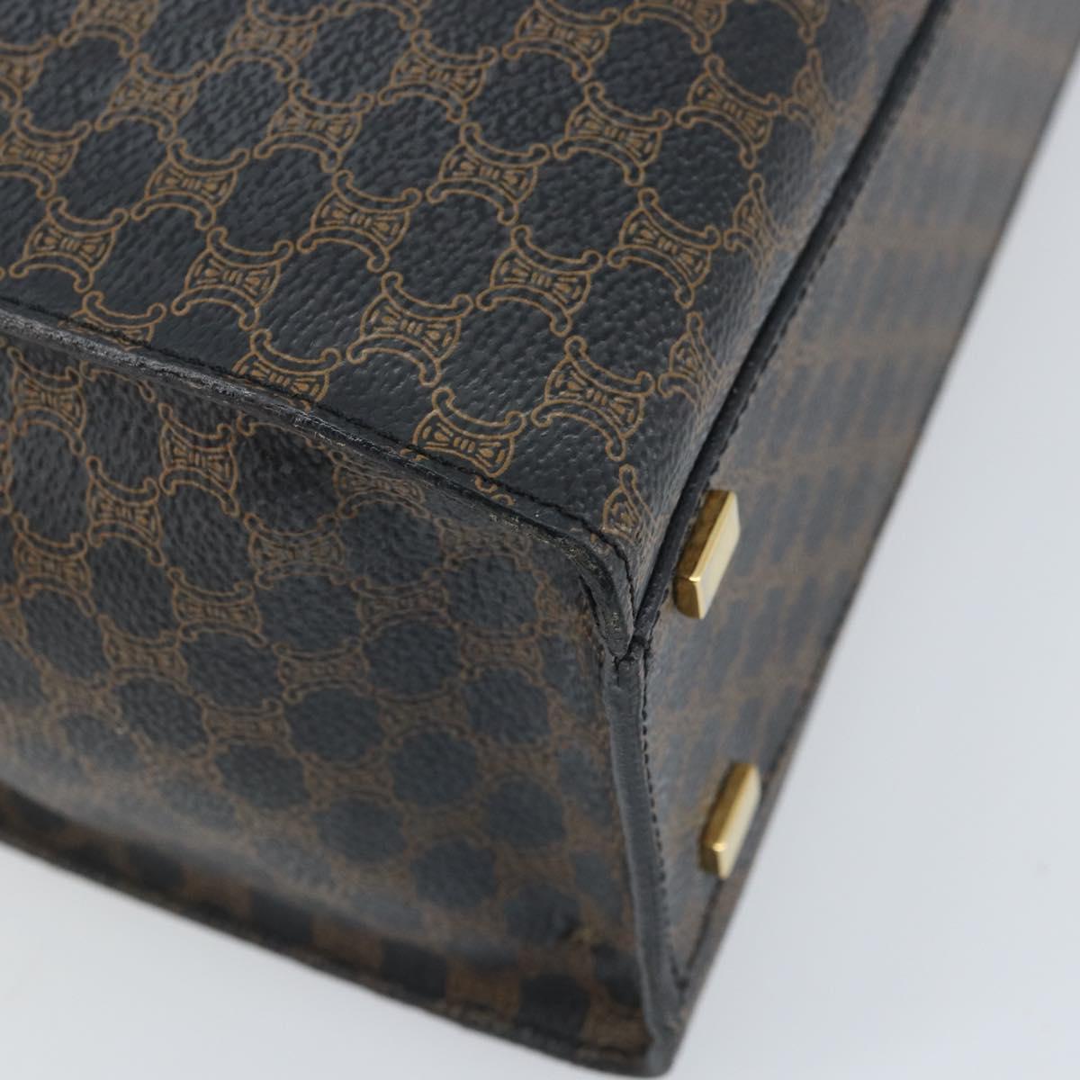 CELINE Macadam Canvas Hand Bag PVC Leather Black Gold Auth LNZ872A