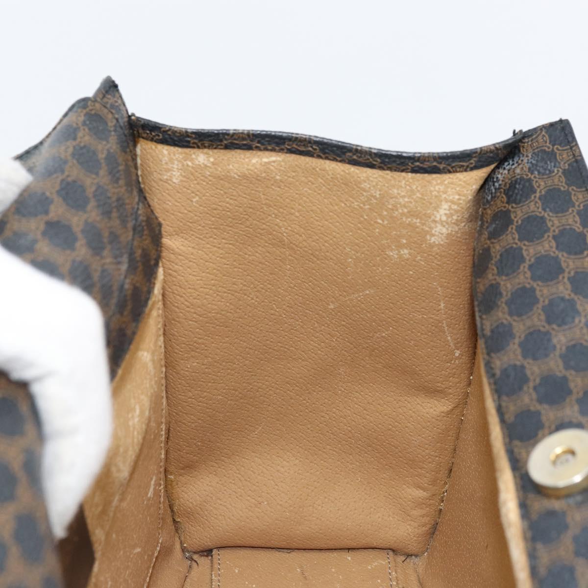 CELINE Macadam Canvas Hand Bag PVC Leather Black Gold Auth LNZ872A