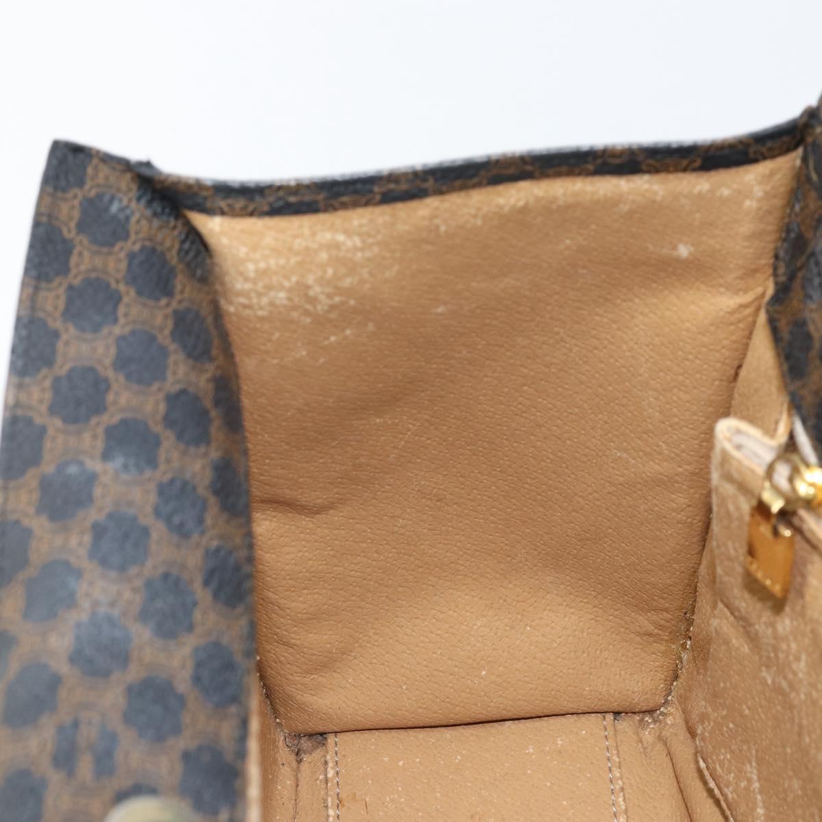 CELINE Macadam Canvas Hand Bag PVC Leather Black Gold Auth LNZ872A
