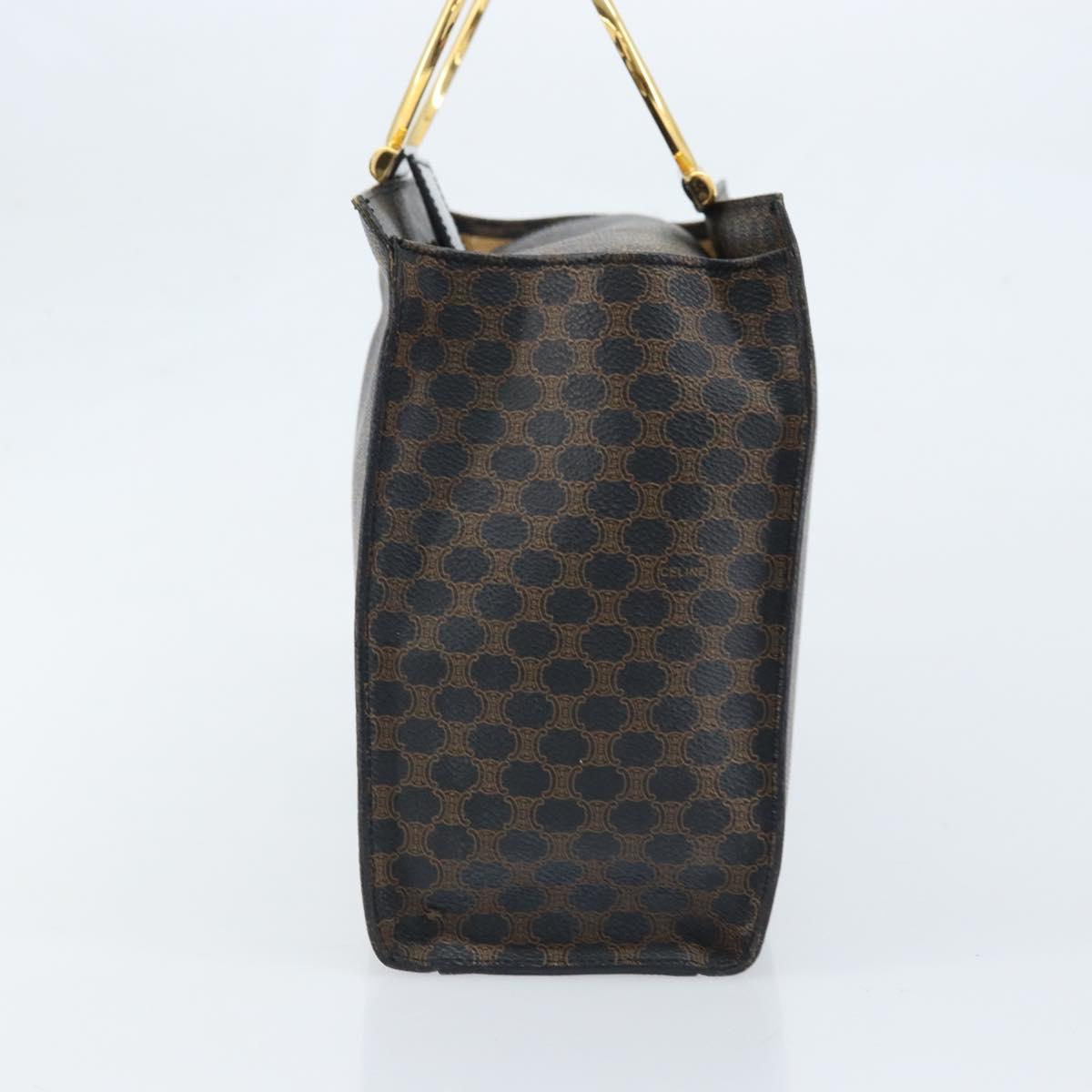 CELINE Macadam Canvas Hand Bag PVC Leather Black Gold Auth LNZ872A
