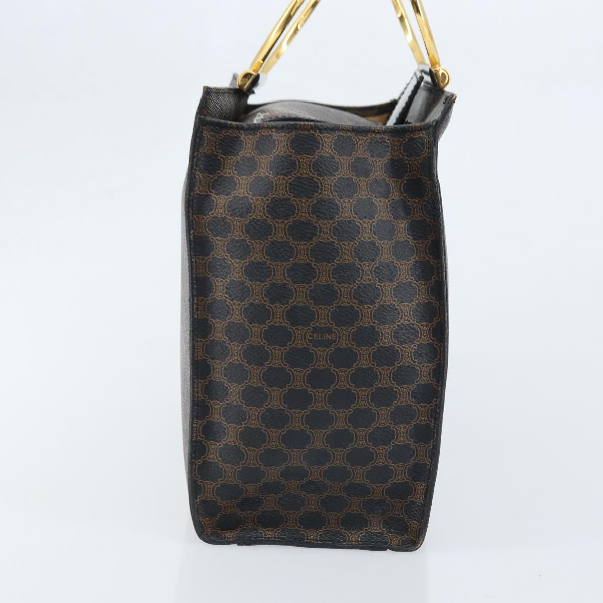 CELINE Macadam Canvas Hand Bag PVC Leather Black Gold Auth LNZ872A