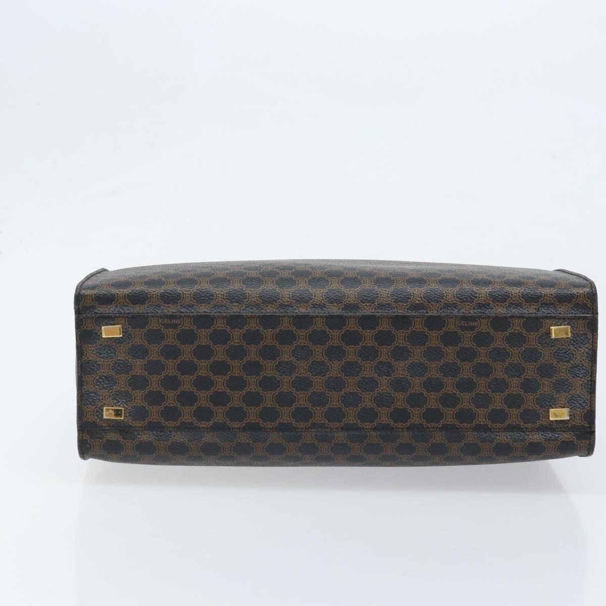 CELINE Macadam Canvas Hand Bag PVC Leather Black Gold Auth LNZ872A