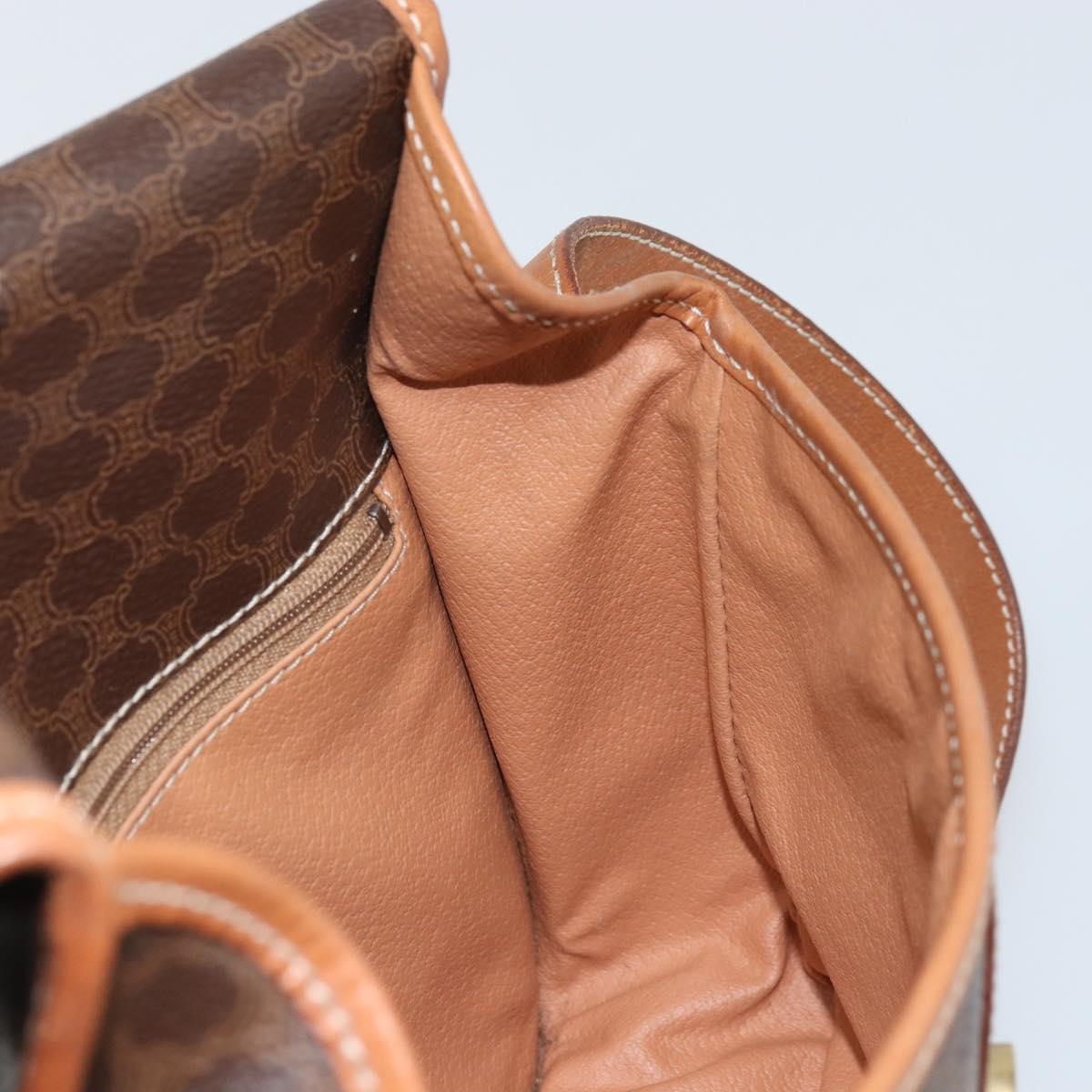 CELINE Macadam Canvas Shoulder Bag PVC Leather Brown Gold Auth LNZ873A