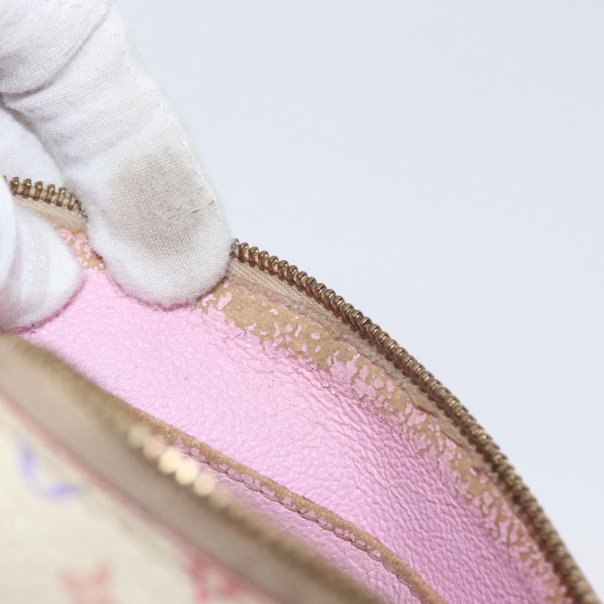LOUIS VUITTON Multicolor Pochette Cosmetic PM Pouch White M47354 LV Auth LNZ961