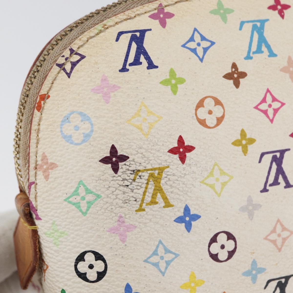 LOUIS VUITTON Multicolor Pochette Cosmetic PM Pouch White M47354 LV Auth LNZ961