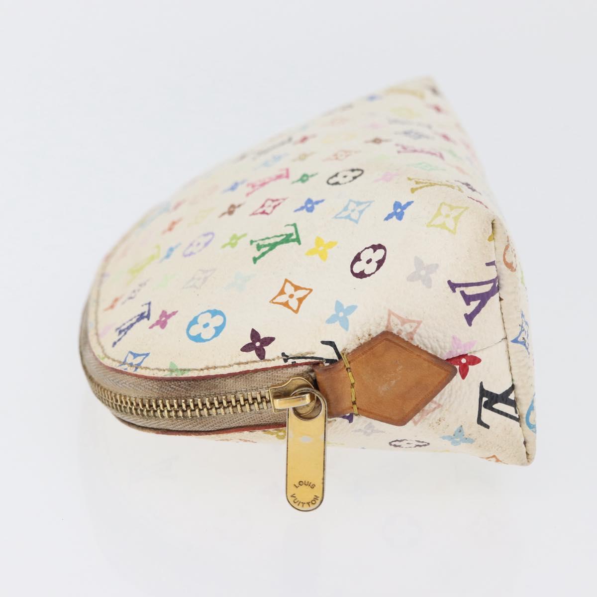 LOUIS VUITTON Multicolor Pochette Cosmetic PM Pouch White M47354 LV Auth LNZ961