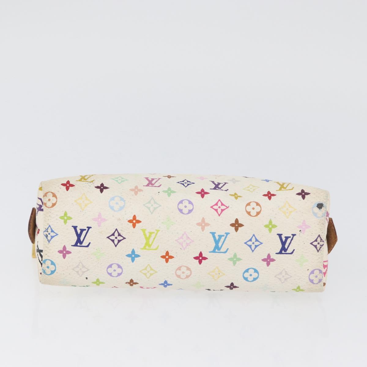 LOUIS VUITTON Multicolor Pochette Cosmetic PM Pouch White M47354 LV Auth LNZ961