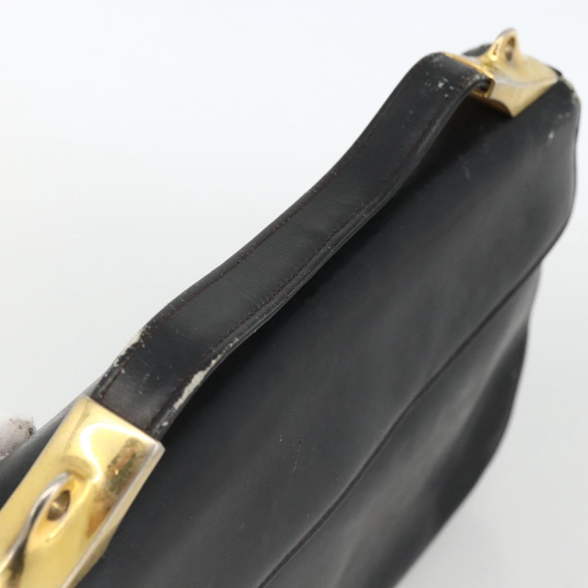 Christian Dior Trotter Canvas Hand Bag Leather Black Gold Auth LNZ970
