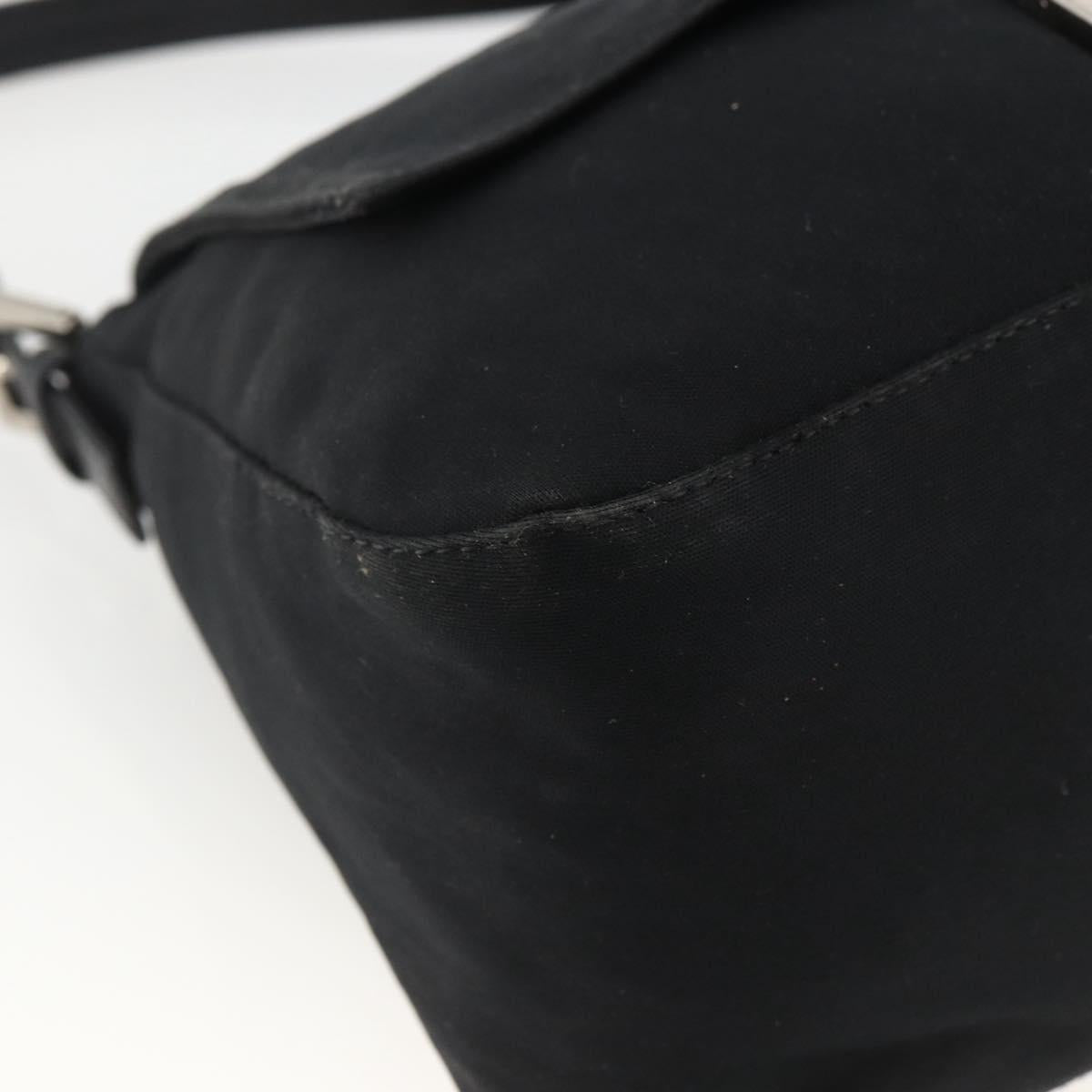 FENDI Mamma Baguette Shoulder Bag Nylon Black Silver Auth LNZ973