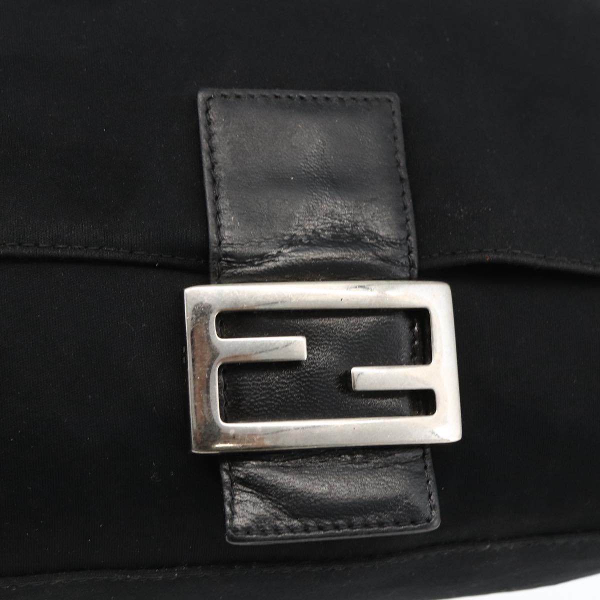 FENDI Mamma Baguette Shoulder Bag Nylon Black Silver Auth LNZ973