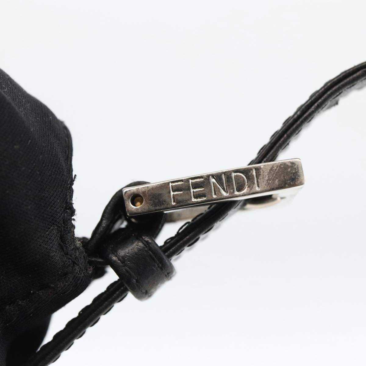 FENDI Mamma Baguette Shoulder Bag Nylon Black Silver Auth LNZ973