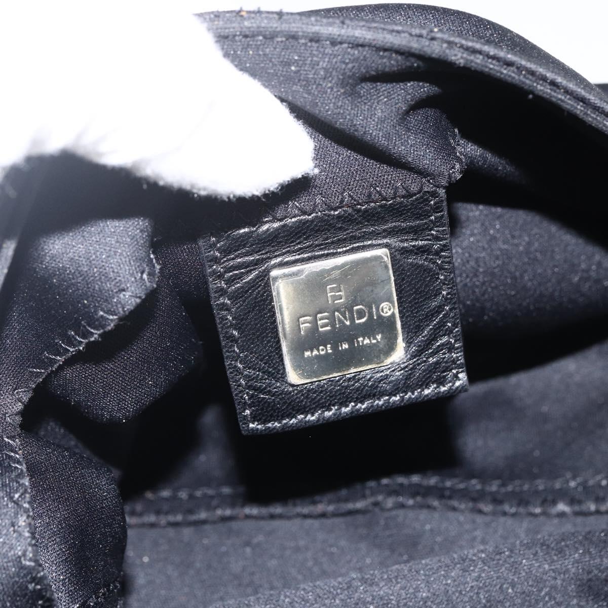 FENDI Mamma Baguette Shoulder Bag Nylon Black Silver Auth LNZ973
