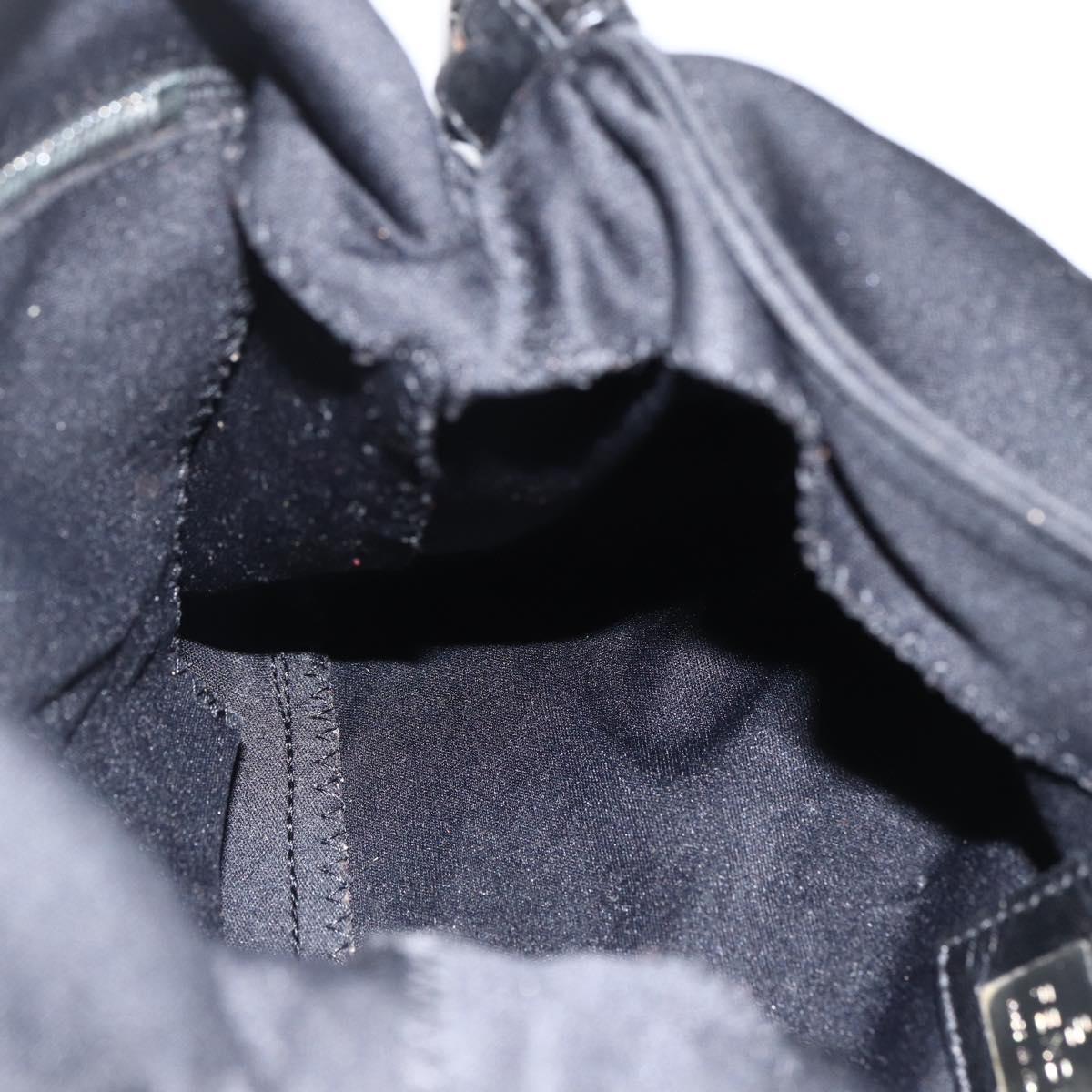 FENDI Mamma Baguette Shoulder Bag Nylon Black Silver Auth LNZ973