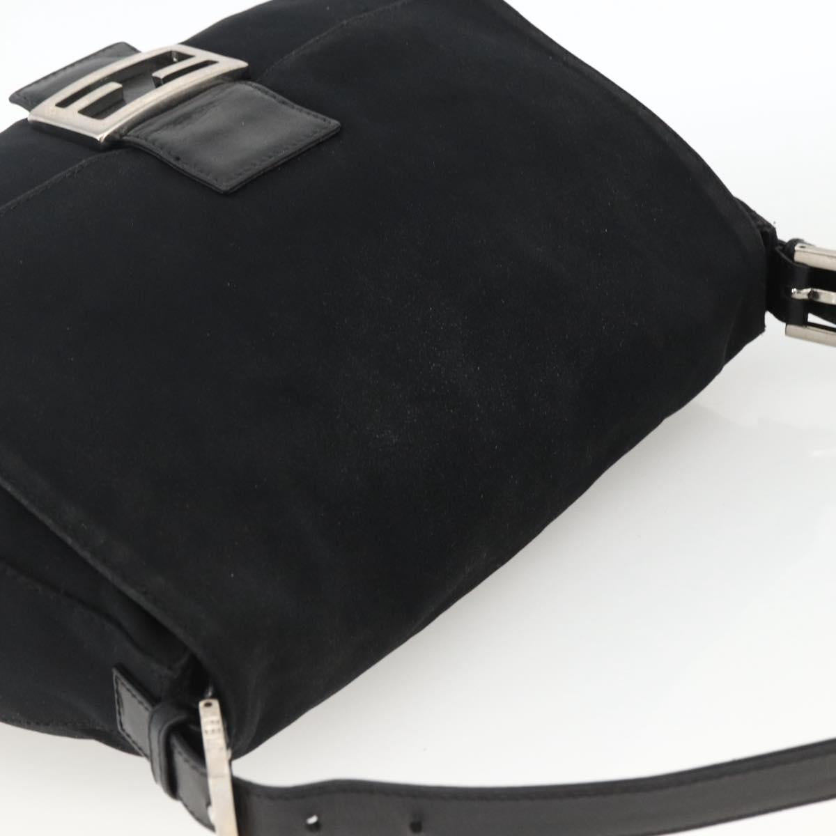 FENDI Mamma Baguette Shoulder Bag Nylon Black Silver Auth LNZ973