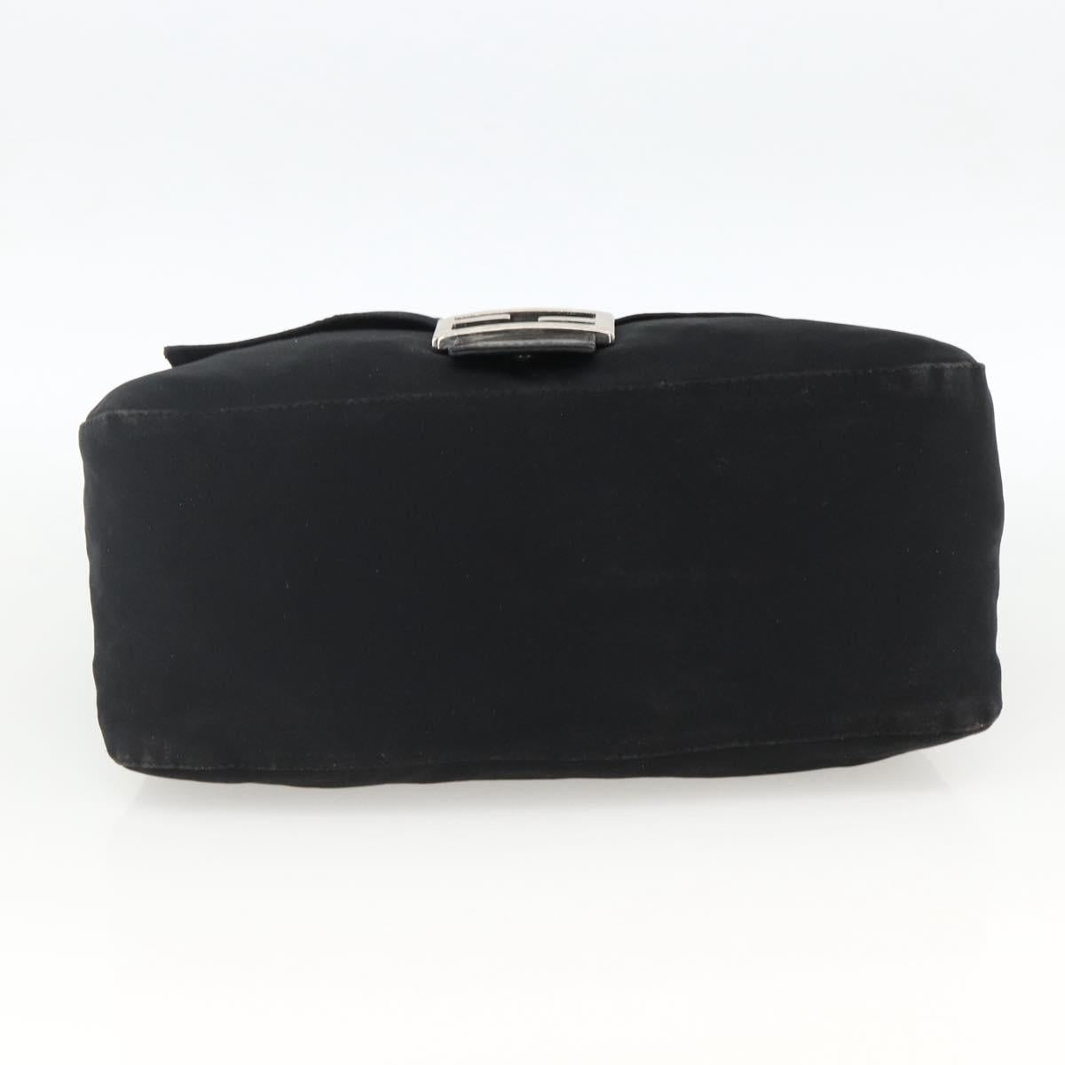 FENDI Mamma Baguette Shoulder Bag Nylon Black Silver Auth LNZ973