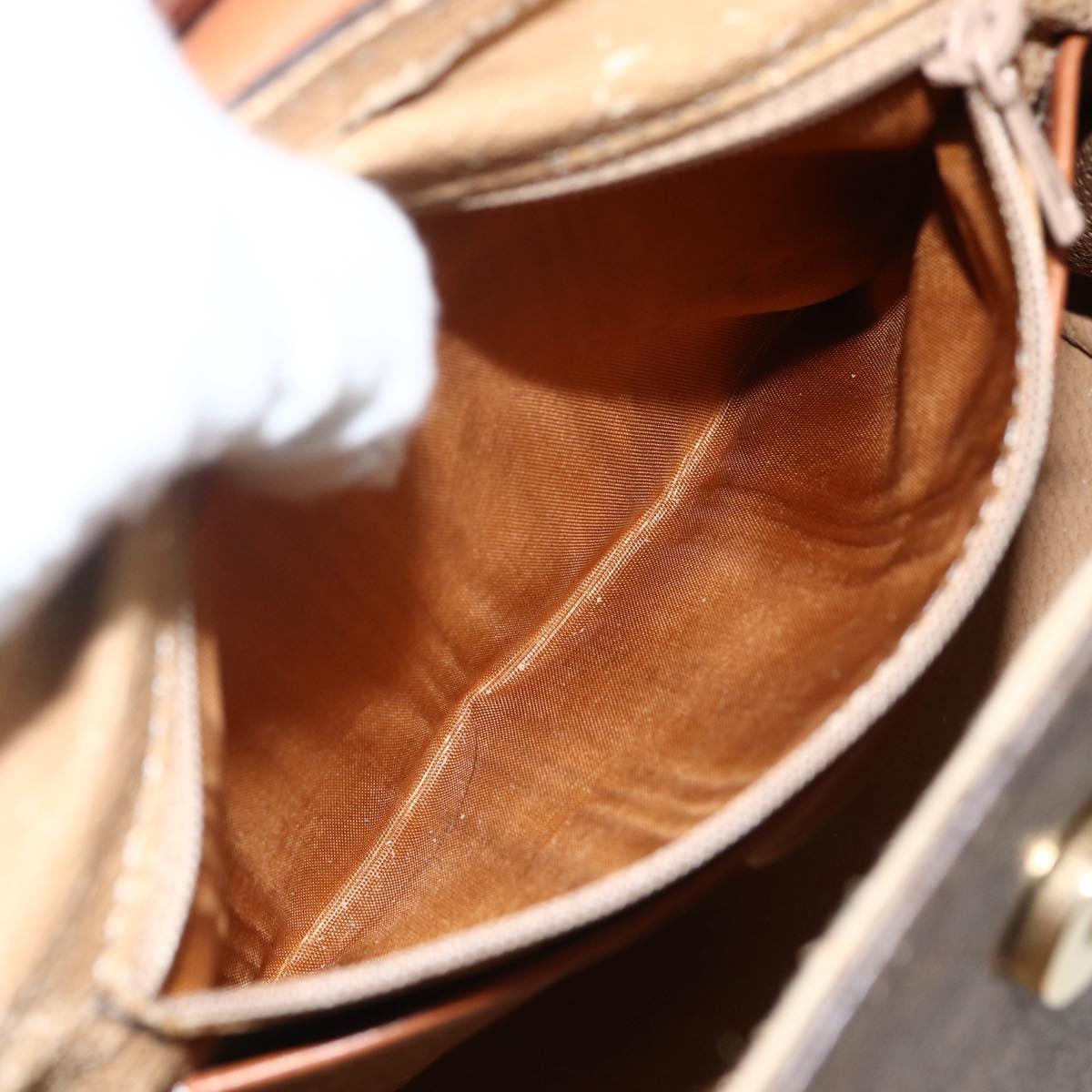 CELINE Macadam Canvas Star Ball Hand Bag PVC Leather 2way Brown Gold Auth LNZ974