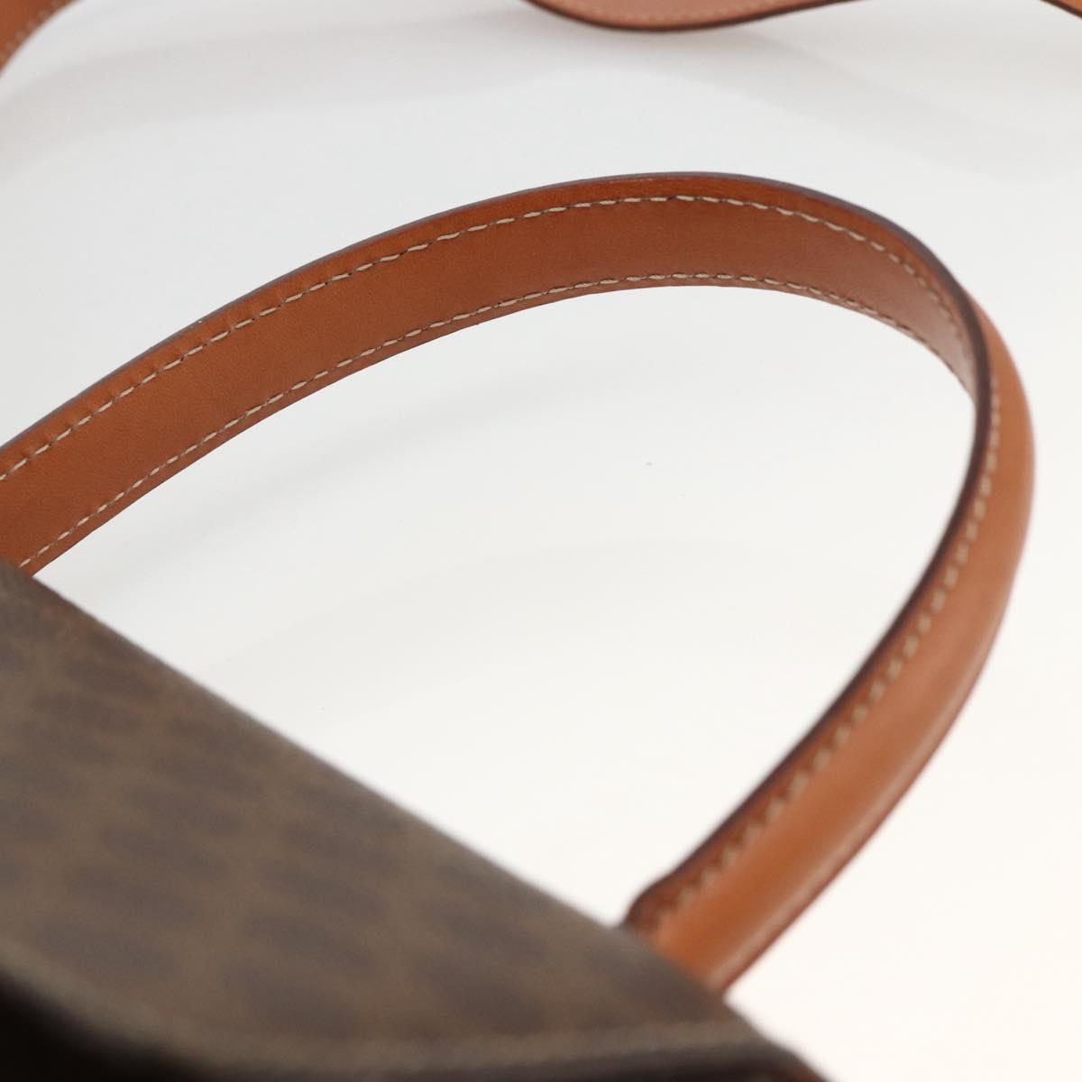 CELINE Macadam Canvas Star Ball Hand Bag PVC Leather 2way Brown Gold Auth LNZ974