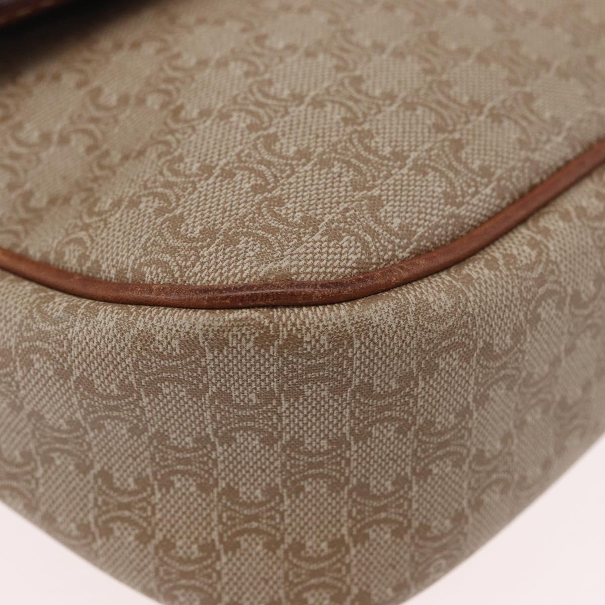 CELINE Macadam Canvas Shoulder Bag PVC Beige Gold Auth LNZ975
