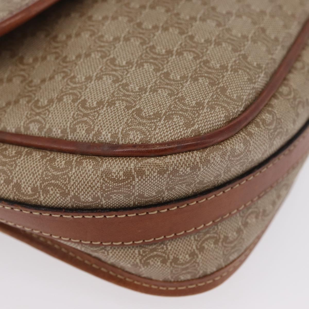 CELINE Macadam Canvas Shoulder Bag PVC Beige Gold Auth LNZ981